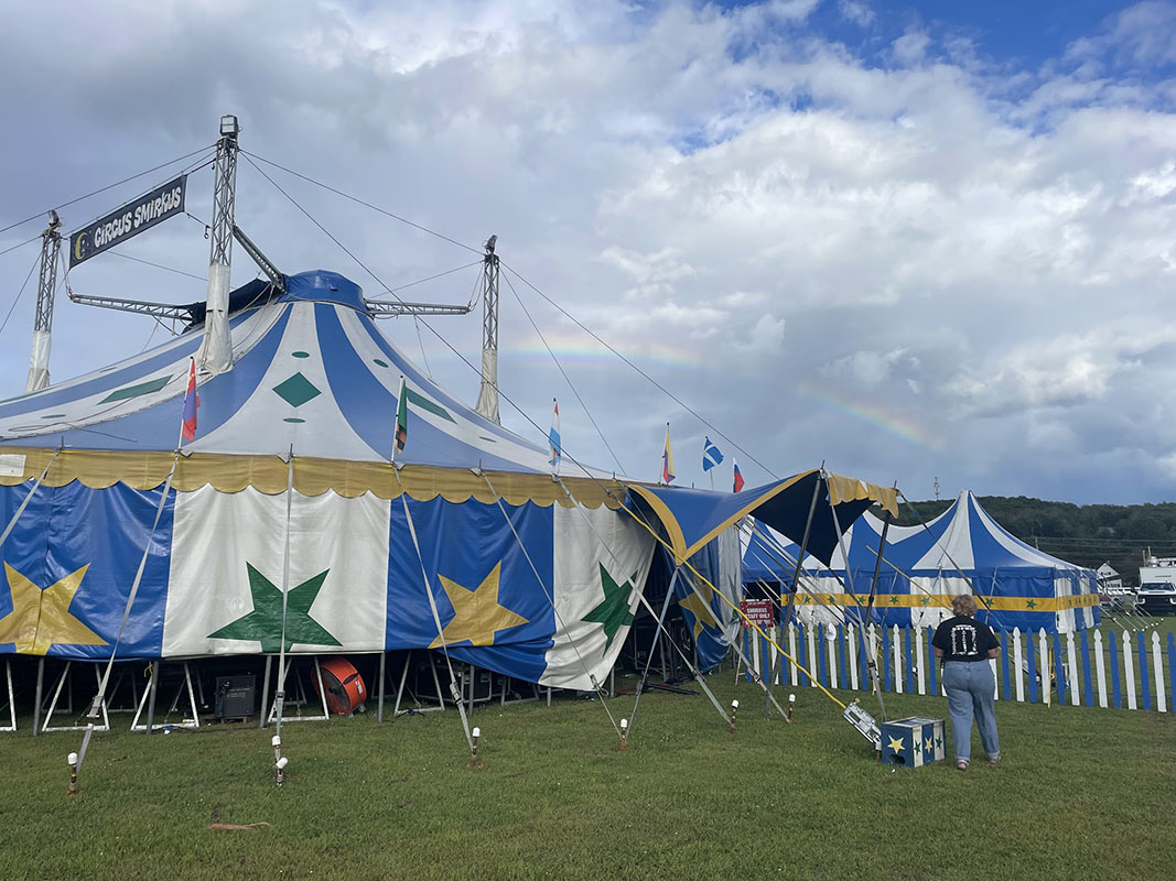 Tents with rainbow